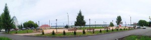 Детские городки парковые фонари голубые ели